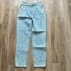 So Super high rise straight woven denim jean pant quilted design waistband 3 26